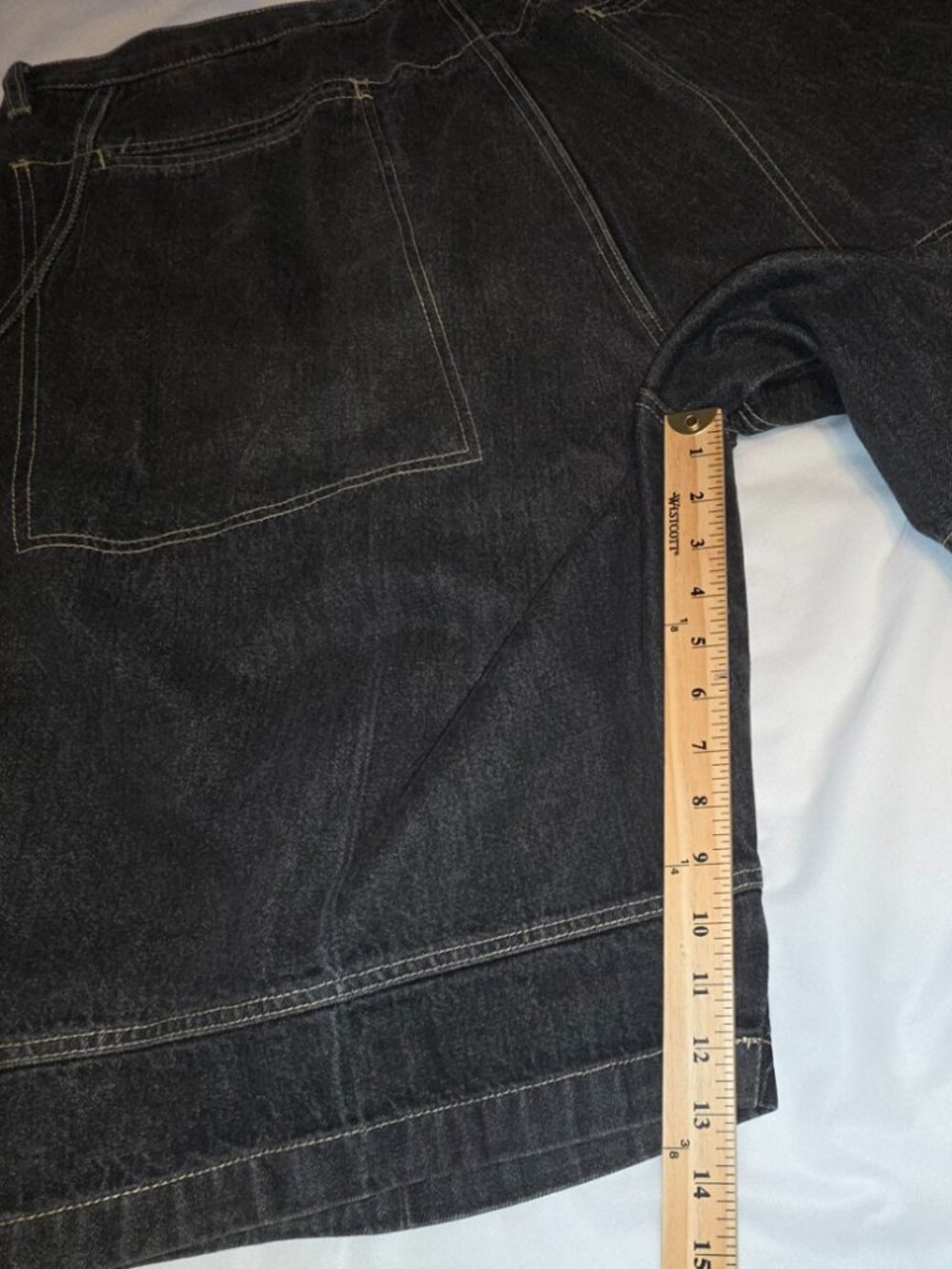Marithe Francois Girbaud Shorts Mens 44 Black Jean Denim Long Baggy Y2K HipHop - Picture 10 of 10